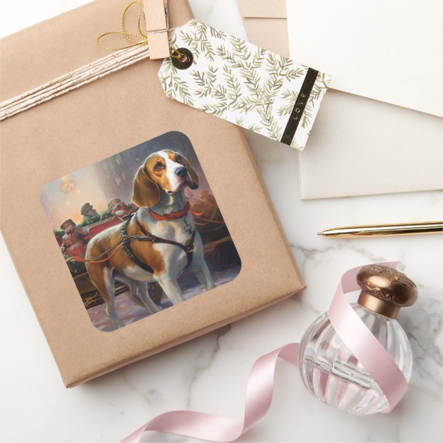 Beagle Christmas Festive Season  Square Sticker (Gifting)