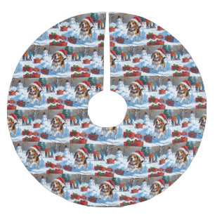 Beagle Christmas Festive Snow Scene Brushed Polyester Tree Skirt