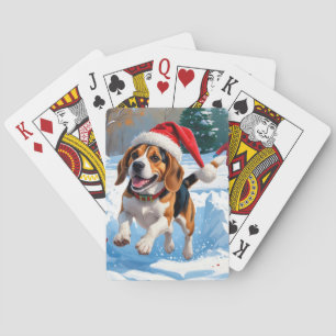 Beagle Christmas Festive Snow Scene Playing Cards