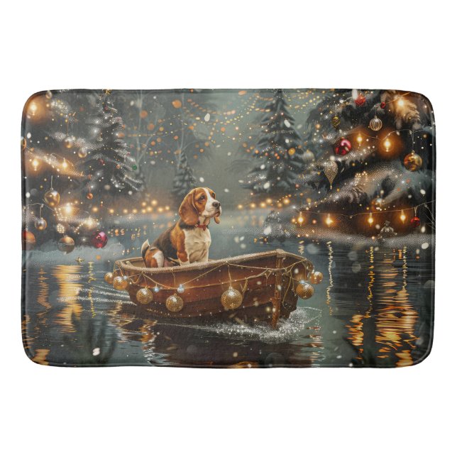 Beagle Christmas Festive Voyage Bath Mat (Front)