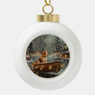 Beagle Christmas Festive Voyage Ceramic Ball Christmas Ornament