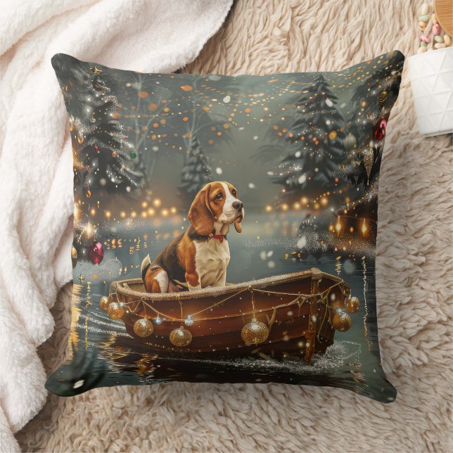 Beagle Christmas Festive Voyage Cushion (Blanket)