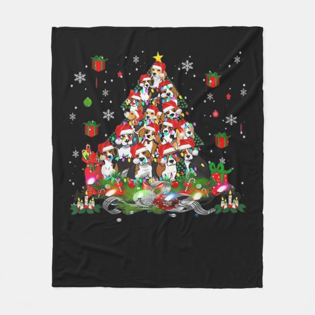 Beagle Christmas Funny Tees Beagle Xmas Tree Dog E Fleece Blanket (Front)