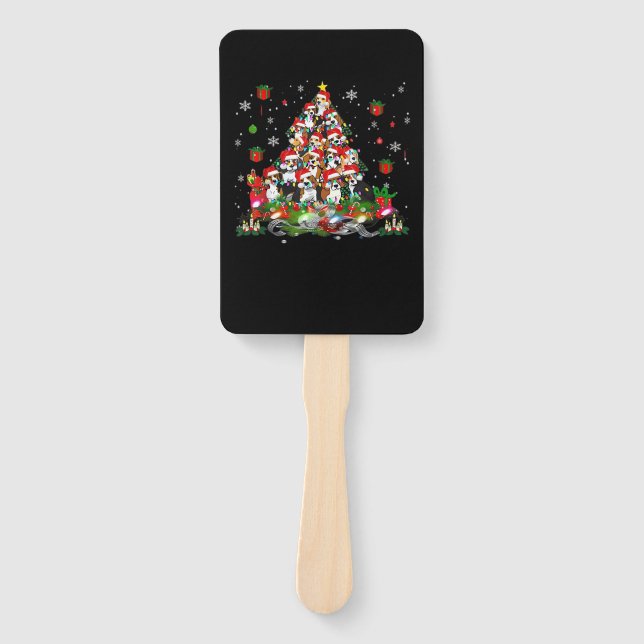 Beagle Christmas Funny Tees Beagle Xmas Tree Dog E Hand Fan (Front)