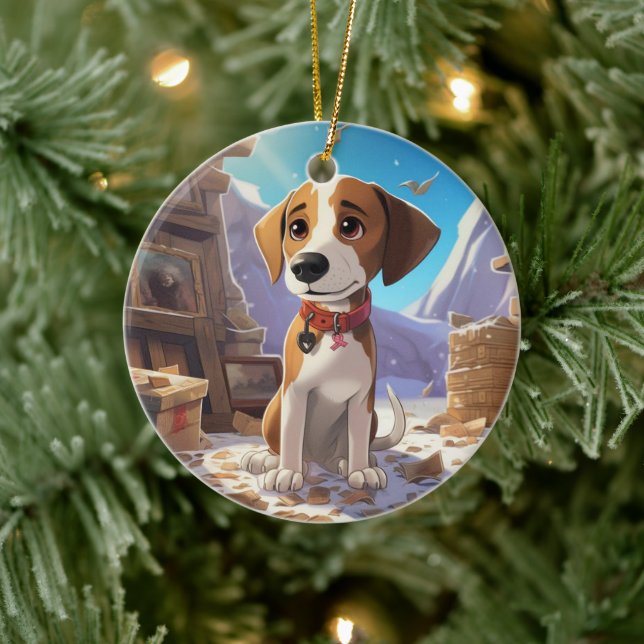 Beagle Christmas, Gift for Beagle Dog Lover Ceramic Tree Decoration (Tree)