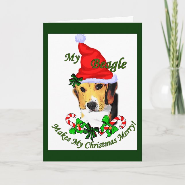 Beagle Christmas Gifts Holiday Card (Front)