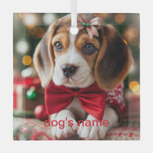 Beagle Christmas Glass Tree Decoration