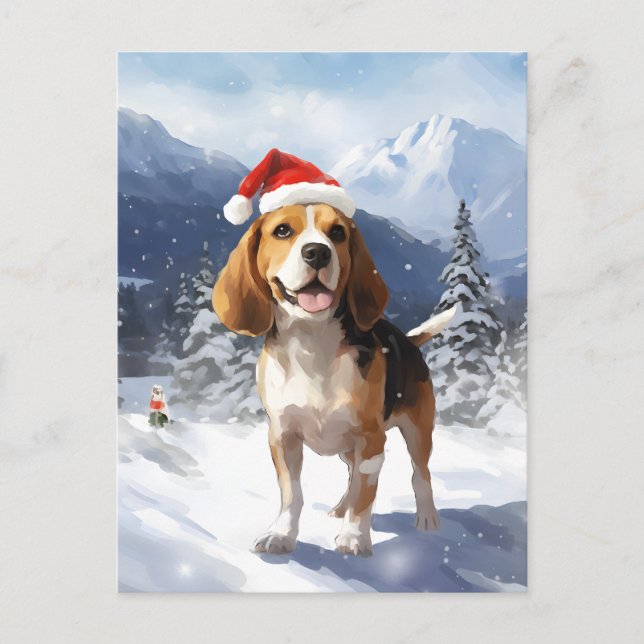 Beagle Christmas Holiday Postcard (Front)