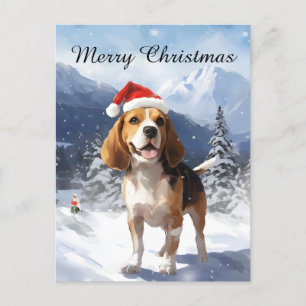 Beagle Christmas Holiday Postcard