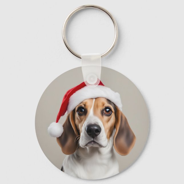 Beagle Christmas Key Ring (Front)
