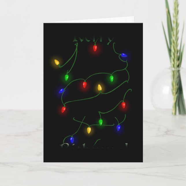 Beagle Christmas Lights Holiday Card (Front)
