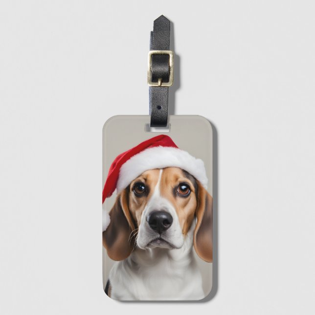 Beagle Christmas Luggage Tag (Front Vertical)