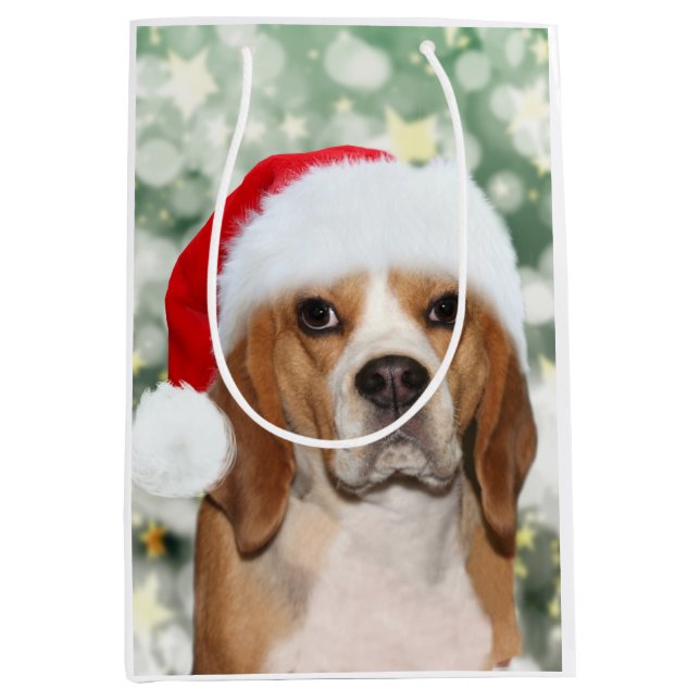Beagle Christmas Medium Gift Bag (Front)