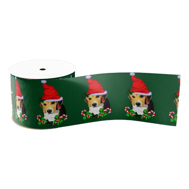 Beagle Christmas Merry Grosgrain Ribbon (Spool)