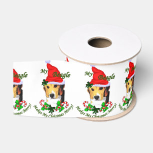 Beagle Christmas Merry Grosgrain Ribbon