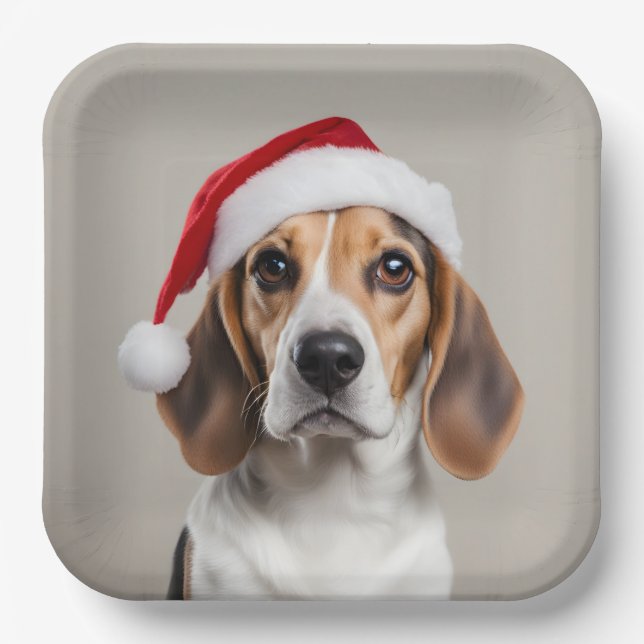 Beagle Christmas Paper Plate (Front)