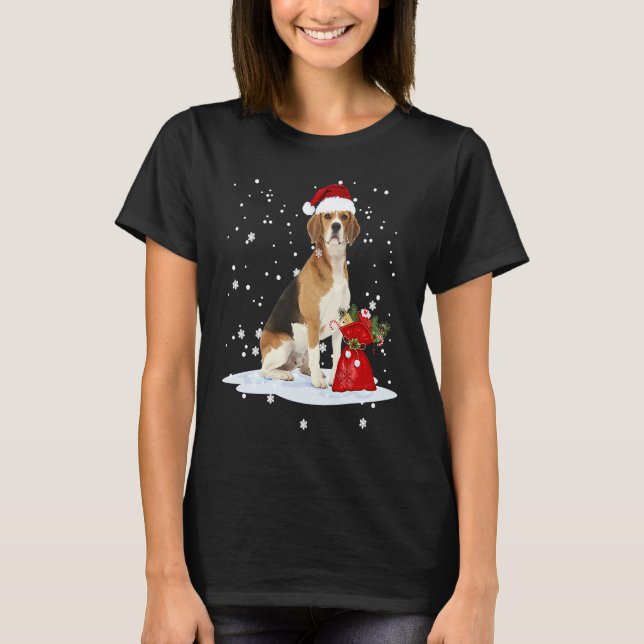 Beagle Christmas  Santa Hat Animal  Kids T-Shirt (Front)