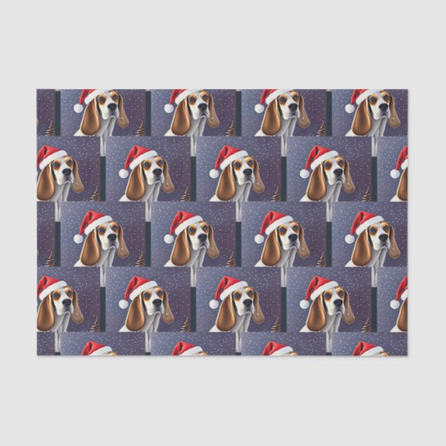 Beagle Christmas Santa  Tissue Paper (Front)