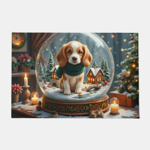 Beagle Christmas Snow Globe Art Doormat