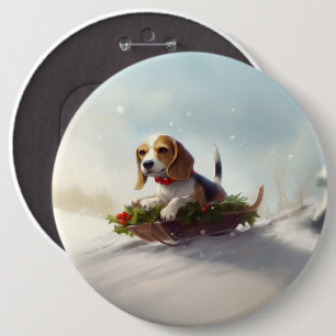 Beagle Christmas snow winter 6 Cm Round Badge