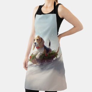 Beagle Christmas snow winter  Apron