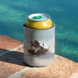 Beagle Christmas snow winter  Can Cooler