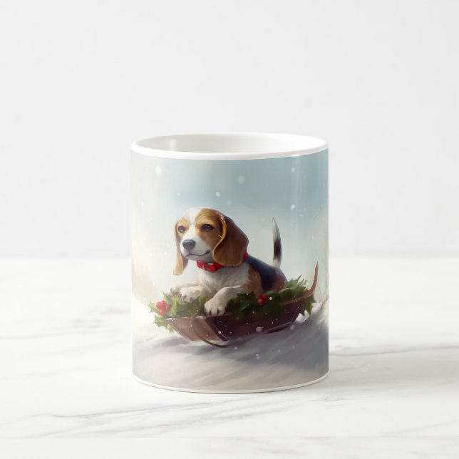 Beagle Christmas snow winter  Coffee Mug (Center)