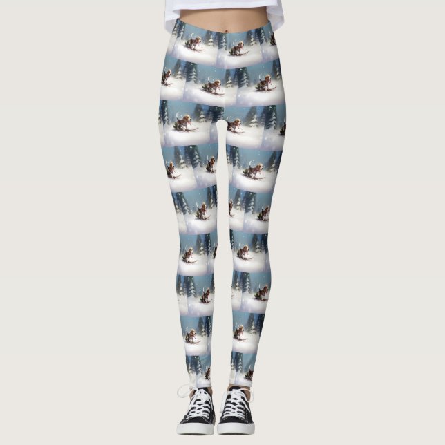 Beagle Christmas snow winter Leggings (Front)