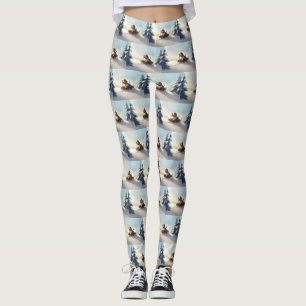 Beagle Christmas snow winter Leggings