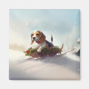Beagle Christmas snow winter  Magnet