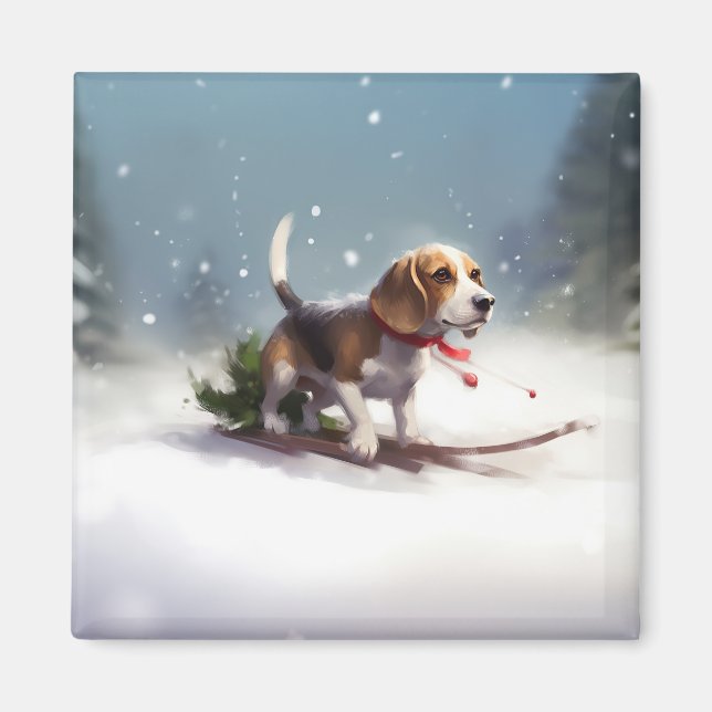 Beagle Christmas snow winter Magnet (Front)