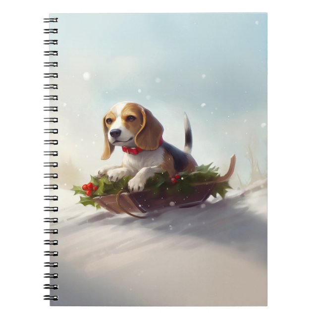 Beagle Christmas snow winter  Notebook (Front)