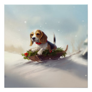 Beagle Christmas snow winter  Poster