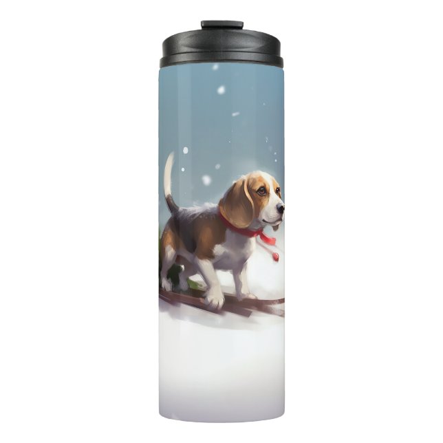 Beagle Christmas snow winter Thermal Tumbler (Front)