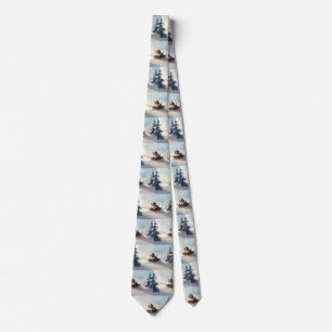 Beagle Christmas snow winter Tie