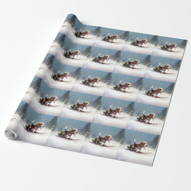 Beagle Christmas snow winter Wrapping Paper (Unrolled)