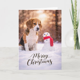 Beagle Christmas Snowman Card