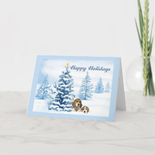 Beagle Christmas Snowy Tree Greeting Card