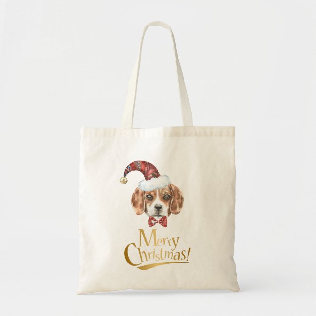 Beagle Christmas Tote Bag (Front)