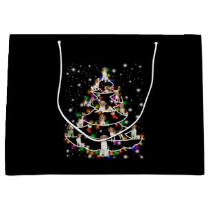 Beagle Christmas Tree Covered By Flashlight Large Gift Bag