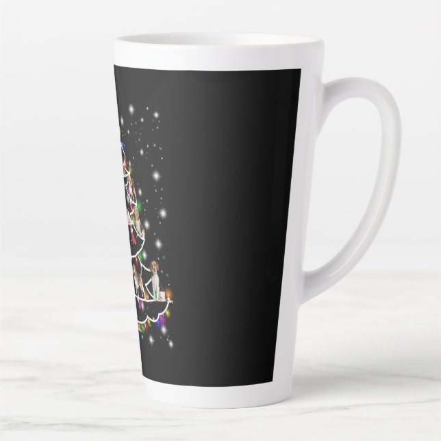 Beagle Christmas Tree Covered By Flashlight Latte Mug (Right)