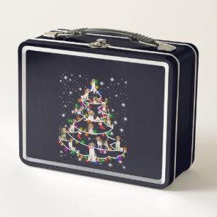 Beagle Christmas Tree Covered By Flashlight Metal Lunch Box