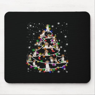 Beagle Christmas Tree Covered By Flashlight Mouse Mat