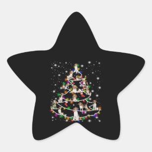 Beagle Christmas Tree Covered By Flashlight Star Sticker