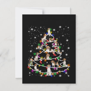 Beagle Christmas Tree Covered By Flashlight Thank You Card
