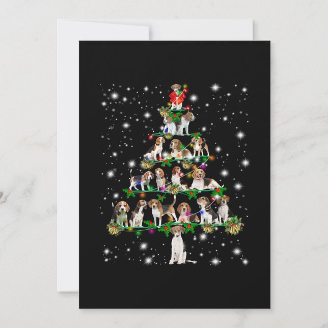 Beagle Christmas Tree Covered By Flashlight Thank You Card (Front)