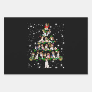 Beagle Christmas Tree Covered By Flashlight Wrapping Paper Sheet