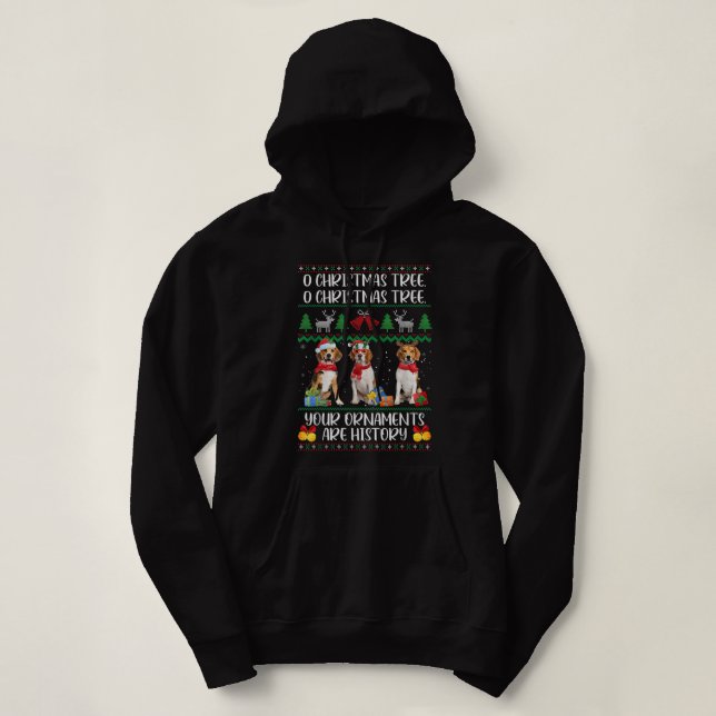 Beagle Christmas Tree Funny Pajama Beagle Lovers F Hoodie (Design Front)