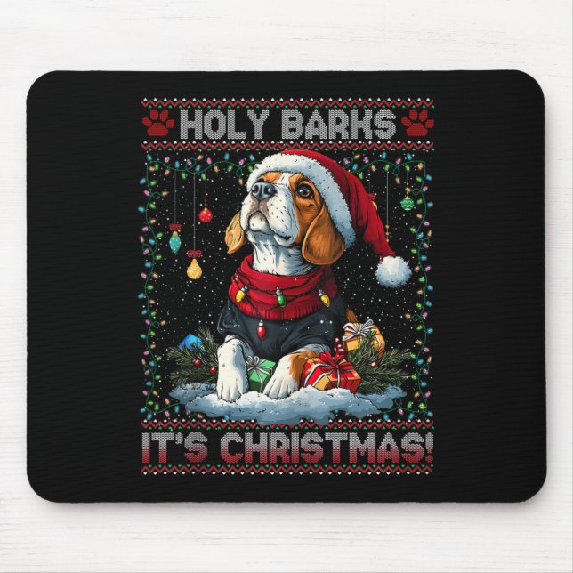 Beagle Christmas Tree Lights Decorations Dog Lover Mouse Mat (Front)