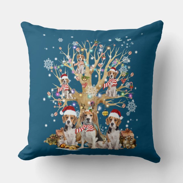 Beagle Christmas Tree Ornament For Dog Lover Cushion (Front)